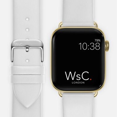 Apple Watch Strap (Gold Stainless Steel Adapters) - WsC® Oxford White