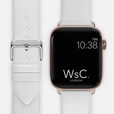 Apple Watch Strap (Rose Gold Stainless Steel Adapters) - WsC® Oxford White