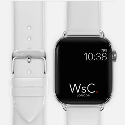 Apple Watch Strap (Silver Stainless Steel Adapters) - WsC® Oxford White