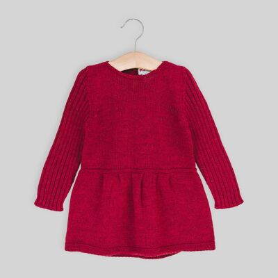 Maroon ribbed flared dress