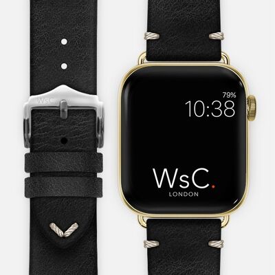 Apple Watch Strap (Gold Stainless Steel Adapters) - WsC® Vengeance Black