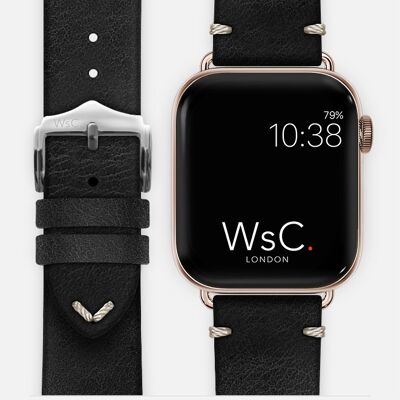 Apple Watch Strap (Rose Gold Stainless Steel Adapters) - WsC® Vengeance Black