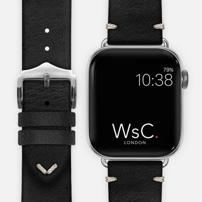 Apple Watch Strap (Silver Stainless Steel Adapters) - WsC® Vengeance Black