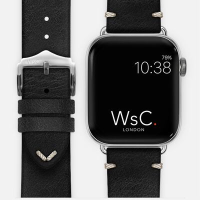 Apple Watch Strap (Silver Stainless Steel Adapters) - WsC® Vengeance Black