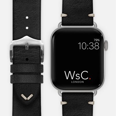 Apple Watch Strap (Silver Aluminium Adapters) - WsC® Vengeance Black