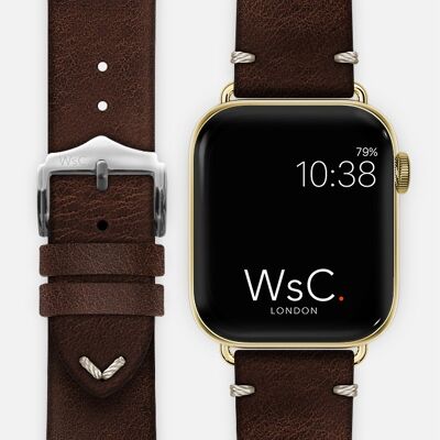 Apple Watch Strap (Gold Stainless Steel Adapters) - WsC® Vengeance Brown