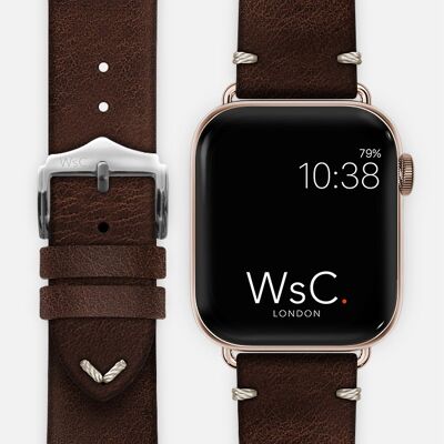 Apple Watch Strap (Rose Gold Stainless Steel Adapters) - WsC® Vengeance Brown