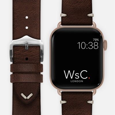 Apple Watch Strap (Rose Gold Aluminium Steel Adapters) - WsC® Vengeance Brown