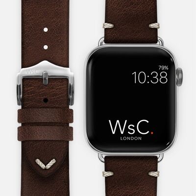 Apple Watch Strap (Silver Stainless Steel Adapters) - WsC® Vengeance Brown