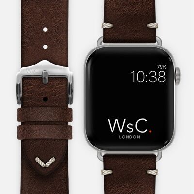 Apple Watch Strap (Silver Aluminium Adapters) - WsC® Vengeance Brown