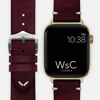 Apple Watch Strap (Gold Stainless Steel Adapters) - WsC® Vengeance Burgundy