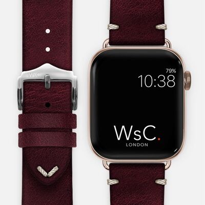 Apple Watch Strap (Rose Gold Stainless Steel Adapters) - WsC® Vengeance Burgundy