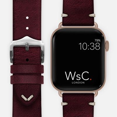 Apple Watch Strap (Rose Gold Aluminium Steel Adapters) - WsC® Vengeance Burgundy