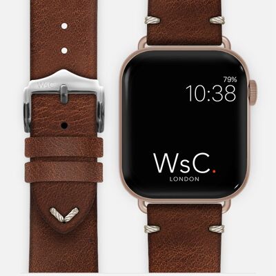 Apple Watch Strap (Rose Gold Aluminium Steel Adapters) - WsC® Vengeance Light Brown