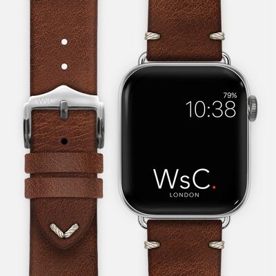Apple Watch Strap (Silver Stainless Steel Adapters) - WsC® Vengeance Light Brown