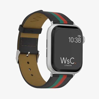 Apple Watch Strap (Silver Aluminium Adapters) - WsC® Verde & Rosso (Gucci Style)