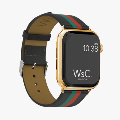 Apple Watch Strap (Gold Stainless Steel Adapters) - WsC® Verde & Rosso (Gucci Style)