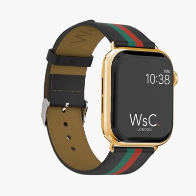 Apple Watch Strap (Gold Stainless Steel Adapters) - WsC® Verde & Rosso (Gucci Style)