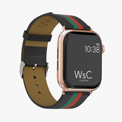 Apple Watch Strap (Rose Gold Stainless Steel Adapters) - WsC® Verde & Rosso (Gucci Style)