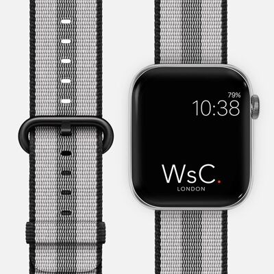 Apple Watch Strap Woven Nylon - Black & Grey Stripe