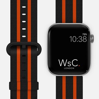 Apple Watch Strap Woven Nylon - Black & Orange