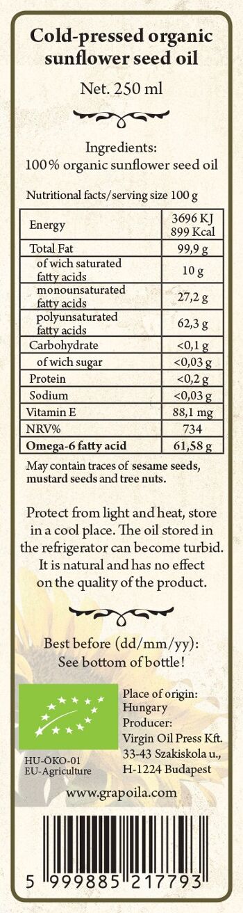 Grapoila Huile de Tournesol Bio 21,7x4,6x4,6 cm 3