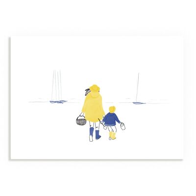 Poster della mamma di pesca a piedi