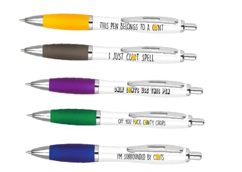 5 Pack of pens , The cunt pack of 5 sweary rude and offensive pens
