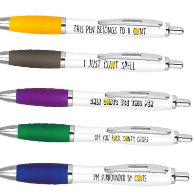 5 Pack of pens , The cunt pack of 5 sweary rude and offensive pens