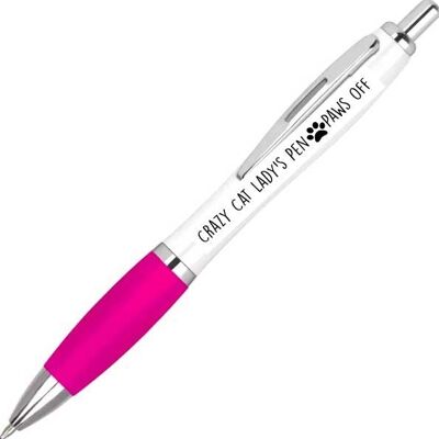 Funny Rude penne Crazy Cat Lady's Pen - Paws off novità cancelleria per ufficio PEN59