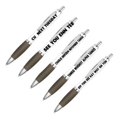Funny pen pack not so rude pens - Funny Pen Set For Colleagues - Funky Stationery Quirky Gift - Office Desk Accessories PACK05