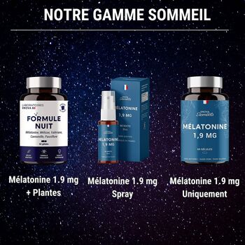 FORMULE NUIT | Mélatonine 1,9 mg + Plantes : Valériane, Mélisse, Camomille, Passiflore | Complément Alimentaire pour Dormir 100% Naturel | 60 nuits de Sommeil Naturel | Fabriqué en France 4