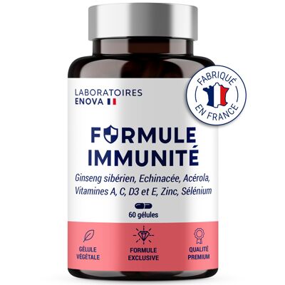 FORMULE IMMUNITE & MULTIVITAMINES | Complement Alimentaire | Vitamine c Vitamine e Vitamine a + Phyto complexe 100% naturel : Echinacée Ginseng Sibérien Acérola Zinc Sélénium | 60 gélules