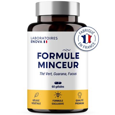 FORMULE MINCEUR | Thé vert, Guarana, Fucus | Accompagnement ELIMINATION, SATIETE, COMBUSTION | 60 gélules | Complement alimentaire | Fabriqué en France