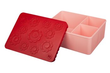 Lunch Box, Trois compartiments, Fleur, (Rouge/Rose) 2