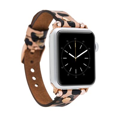 DelfiCase York Leather Watch Band for Apple Watch - Leopard