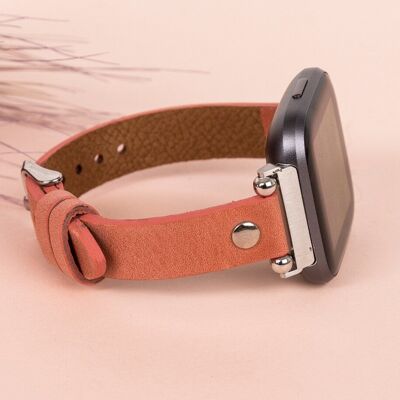 DelfiCase Norwich Leather Fitbit Versa & Versa Lite Watch Band - Salmon Pink