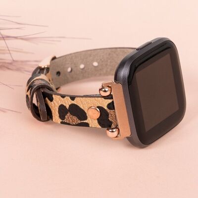 DelfiCase Norwich Leather Fitbit Versa & Versa Lite Watch Band - Leopard