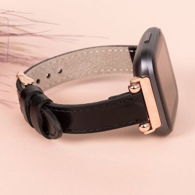 DelfiCase Norwich Leather Fitbit Versa & Versa Lite Watch Band - Black