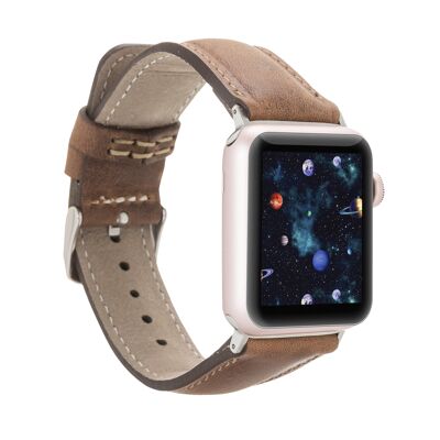 DelfiCase Liverpool Collection Leather Watch Band for Apple & Fitbit Versa Watch Band - Vintage Brown