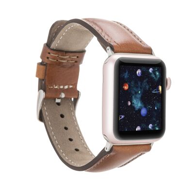 DelfiCase Liverpool Collection Leather Watch Band for Apple & Fitbit Versa Watch Band - Rustic Brown