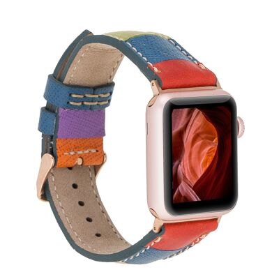 DelfiCase Liverpool Collection Leather Watch Band for Apple & Fitbit Versa Watch Band - Rainbow