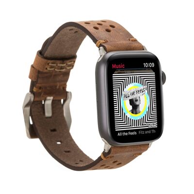 DelfiCase Leeds Watch Band for Apple Watch Series and Fitbit/Sense - Vintage Brown