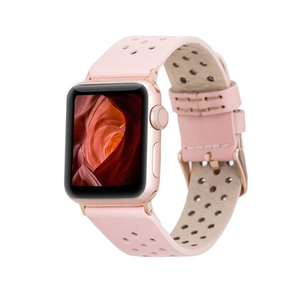 DelfiCase Chester Pink Leather Watch Band for Apple Watch & Fitbit Versa/Sense