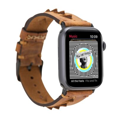 DelfiCase Leeds Leather Watch Band for Apple Watch Series - Brown