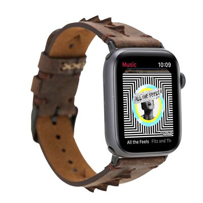 DelfiCase Leeds Leather Watch Band for Apple Watch Series - Dark Brown