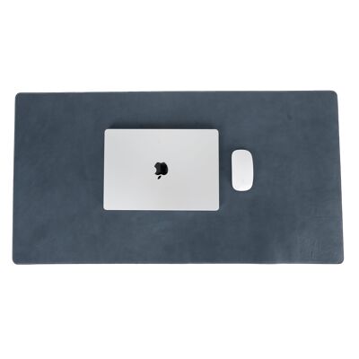 DelfiCase Genuine Blue Leather Deskmat, Computer Pad, Office Desk Pad - Medium: 11.5" x 38"