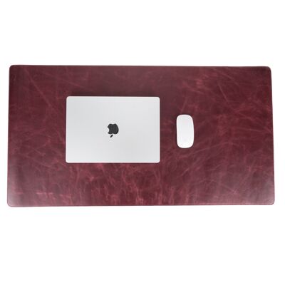 DelfiCase Genuine Cherry Leather Deskmat, Computer Pad, Office Desk Pad - Small: 11" x 24.7"
