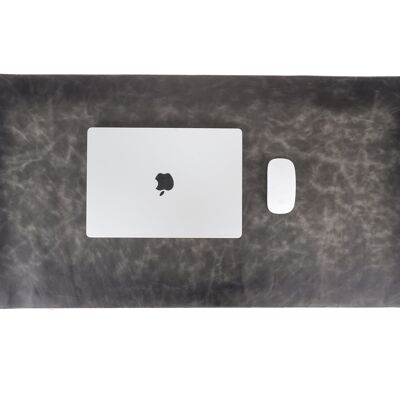 DelfiCase Genuine Grey Leather Deskmat, Computer Pad, Office Desk Pad - Medium: 11.5" x 38"