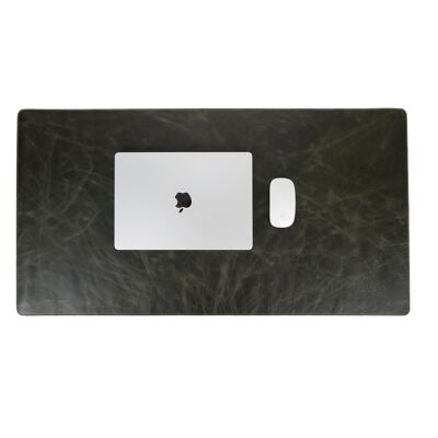 DelfiCase Genuine Dark Green Leather Deskmat, Computer Pad, Office Desk Pad - Small: 11" x 24.7"